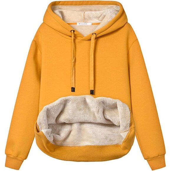 Sweaters - Women's Fleece Sherpa Hooded Sweatshirt Plus Size Warm Casual Pullover